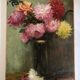 Oil on canvas signed Charlotte to her godmother dahlias 1900