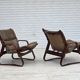 1970s, Norwegian lounge chair, brown furniture leather.
