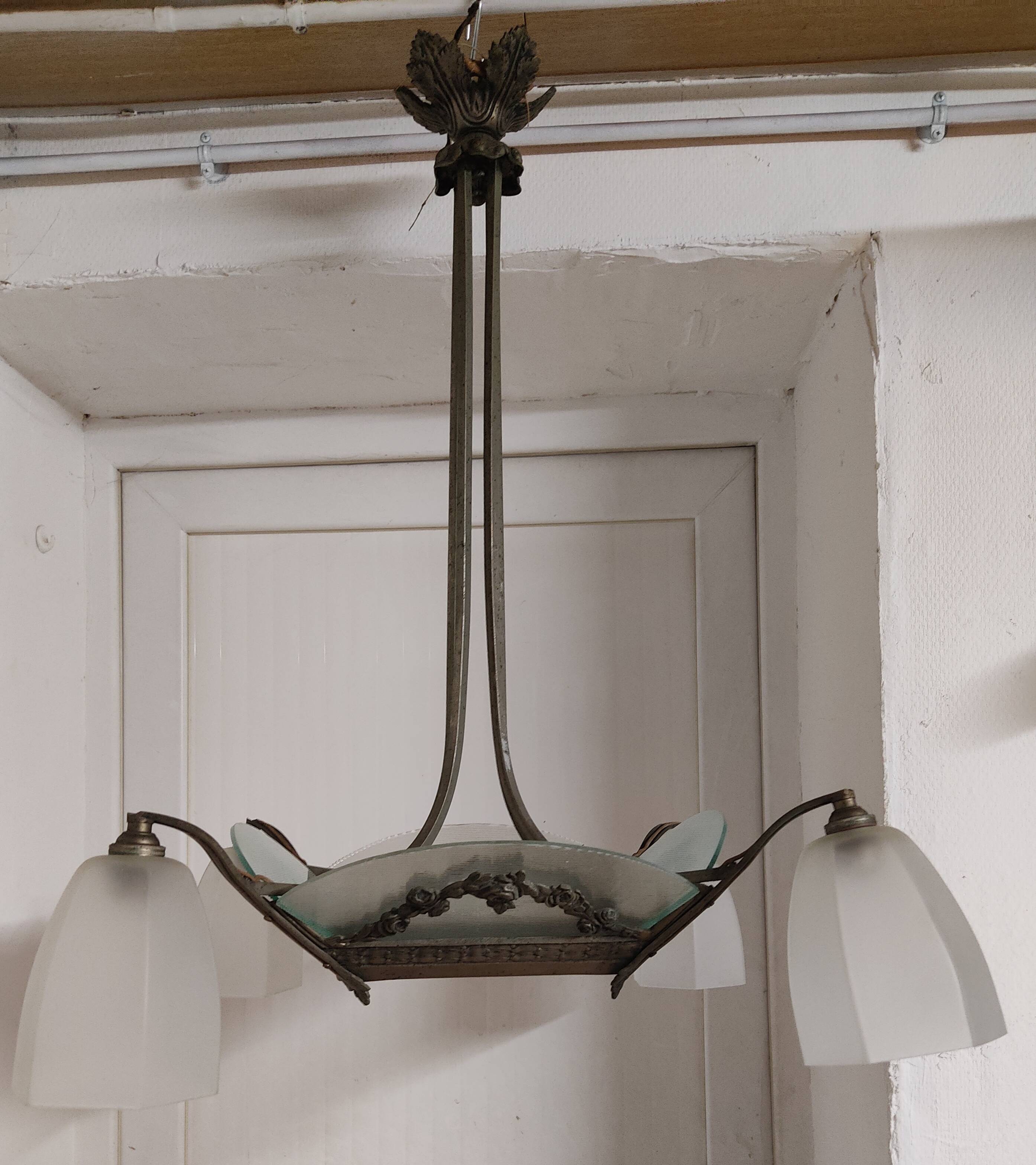Lustre ancien Art déco 6 lumières
