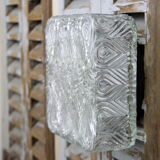Square ceiling light, thick old glass, vintage