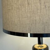 Lampe de table style Philippe Barbier – Abat-jour refait Acier et Lin