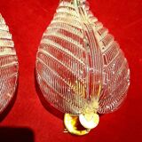 Set of 3 vintage MURANO glass leaf wall lights 1950