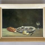 Still life, oil on panel signed