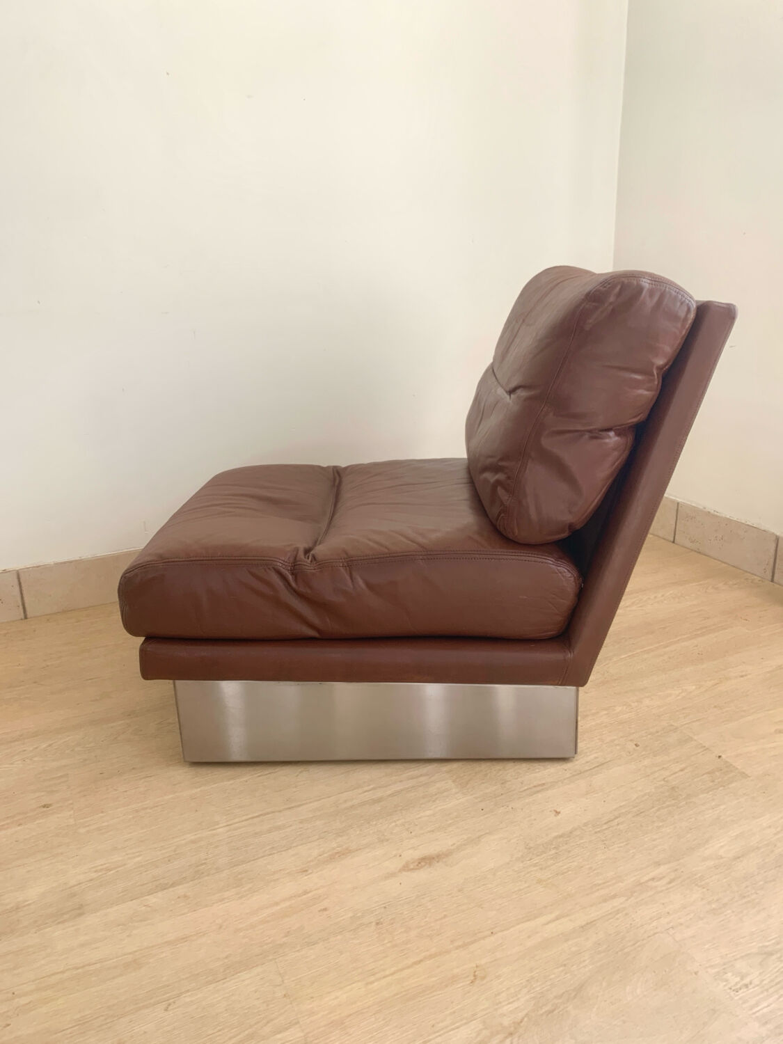Vintage leather armchair Jacques Charpentier
