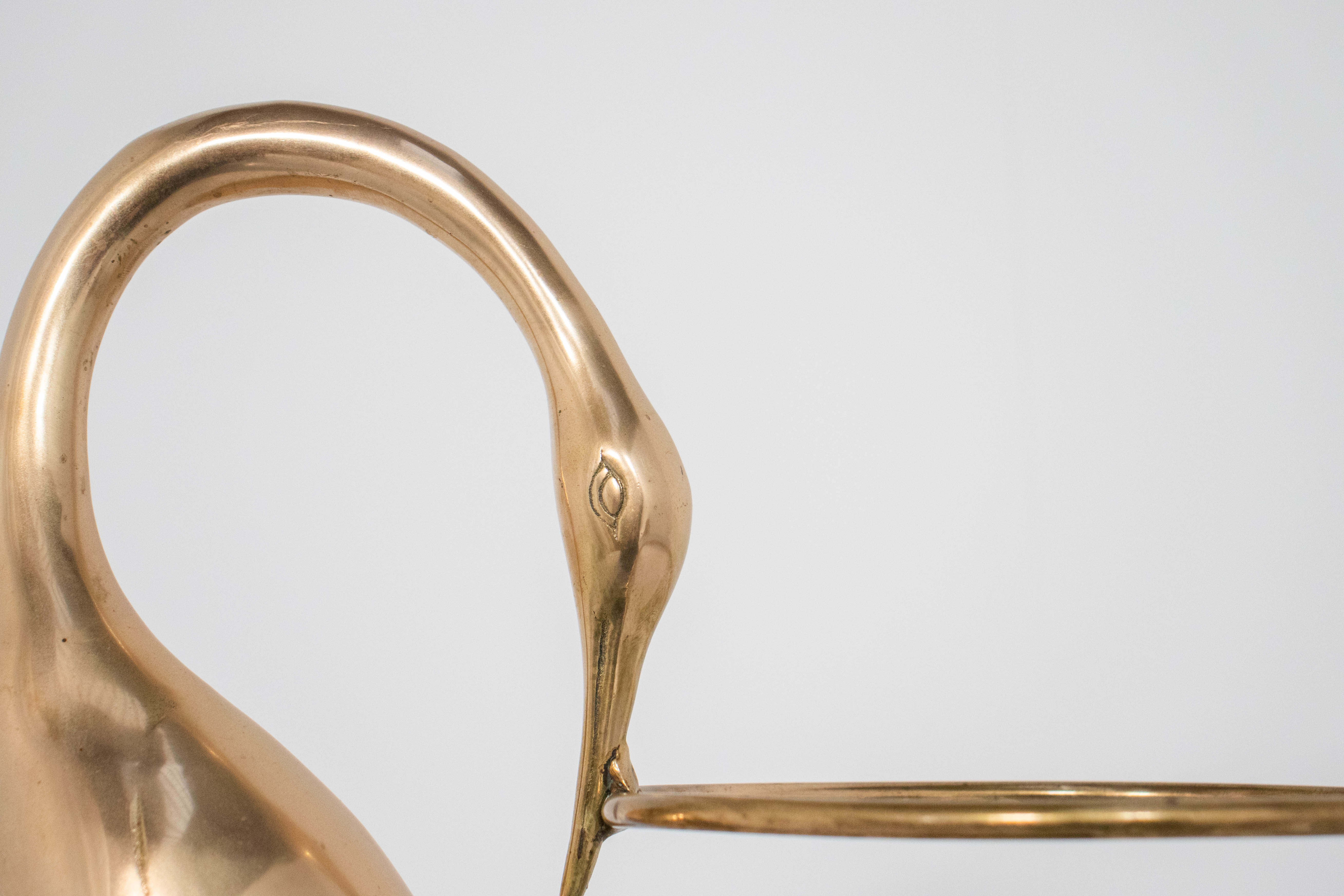 Vintage brass heron bird umbrella stand