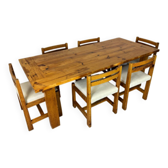 Mid Century Modernist Pine, style Dining set 50s