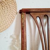 Duo of antique wooden chairs seated redone