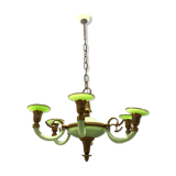 Lustre art déco italien vert opaline verre