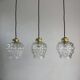 LOT OF 3 OLD VINTAGE BUBBLE GLASS HANGER LIGHTS
