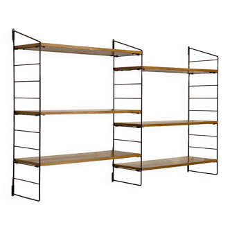 Ancien Grande Étagère Murale Double - Métal & Bois - 50/60's