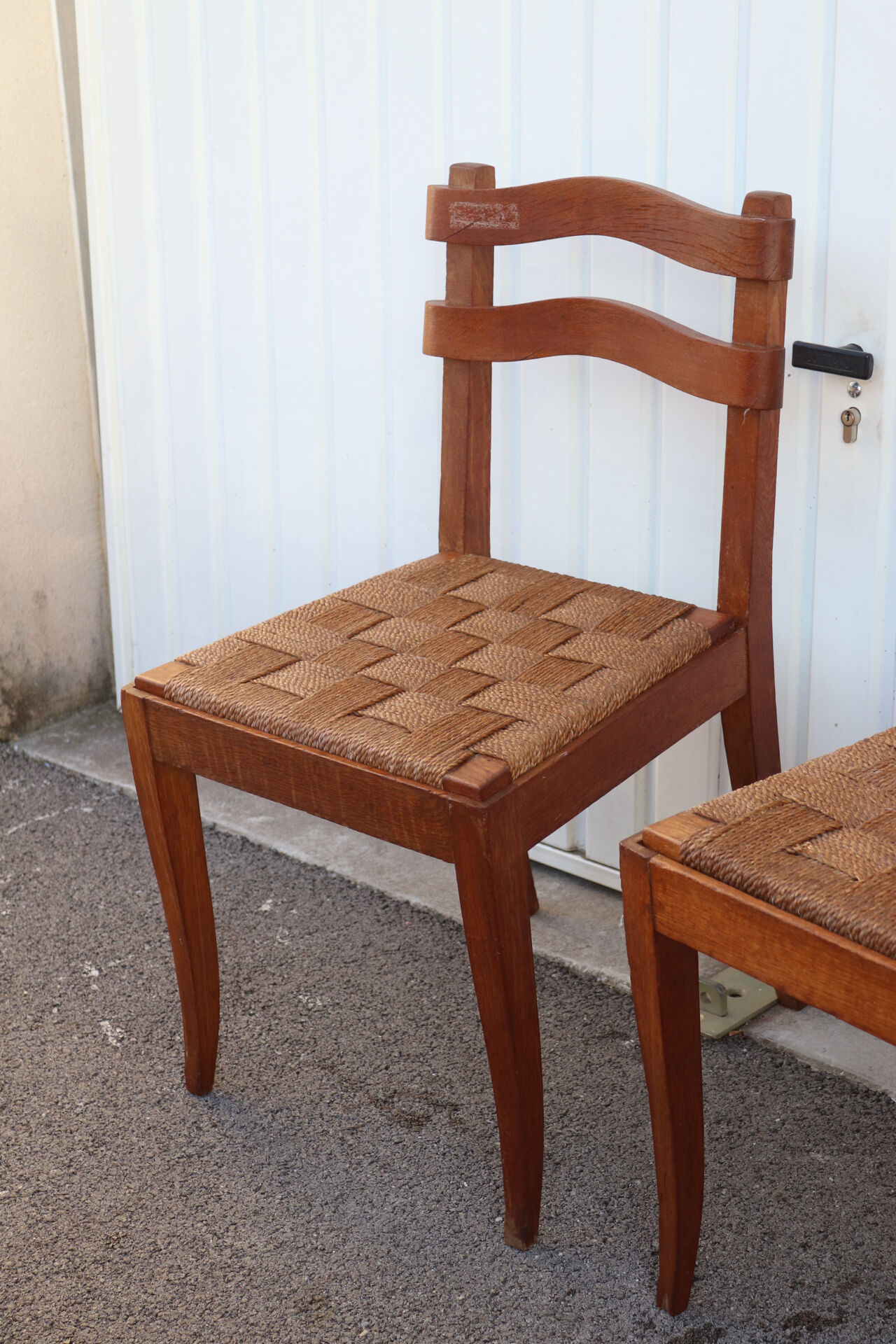 Pair of oak rush chairs