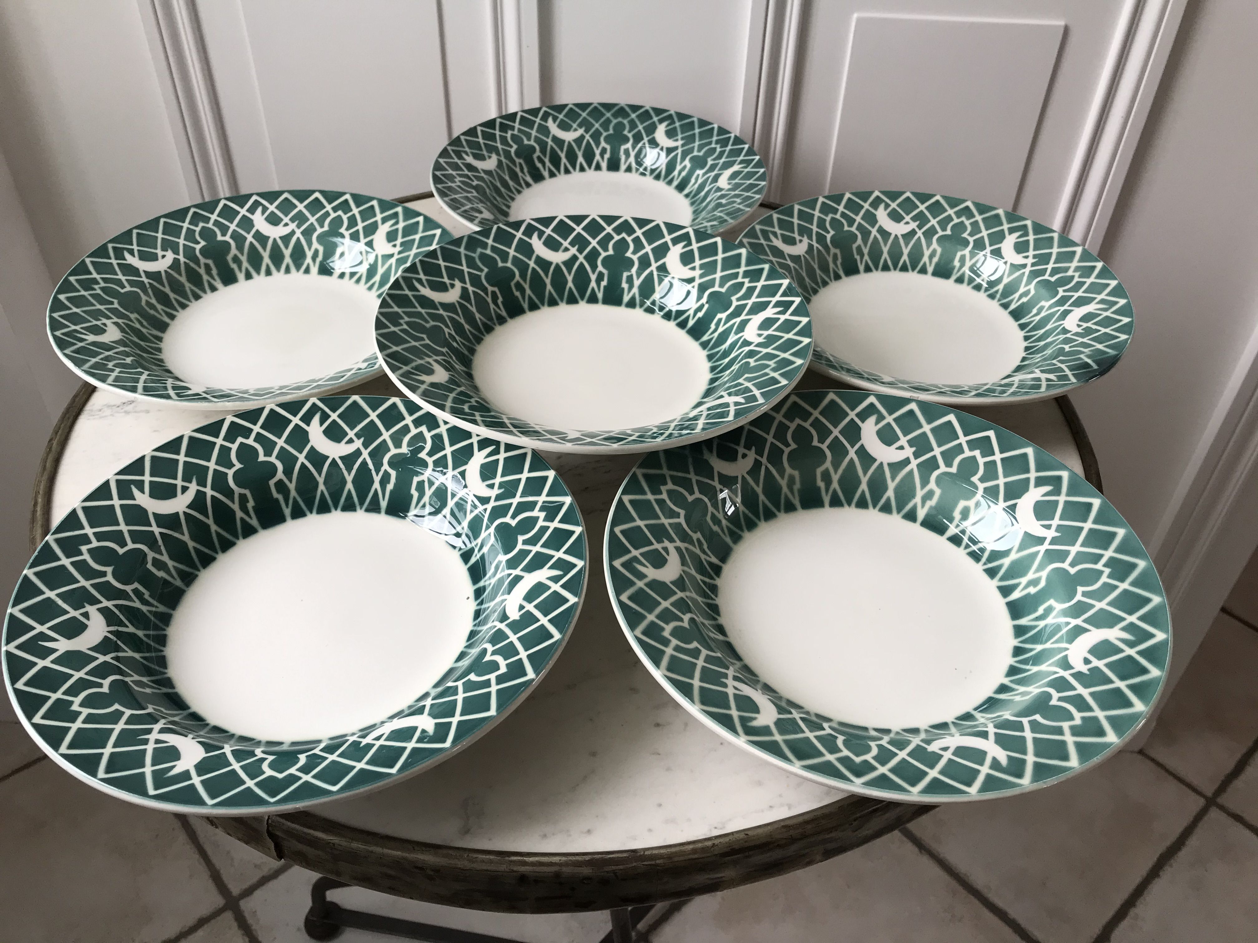 Lot of 6 hollow plates digoin sarreguemines model "leïla" years 30-40