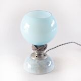 Blue opaline and ceramic lamp