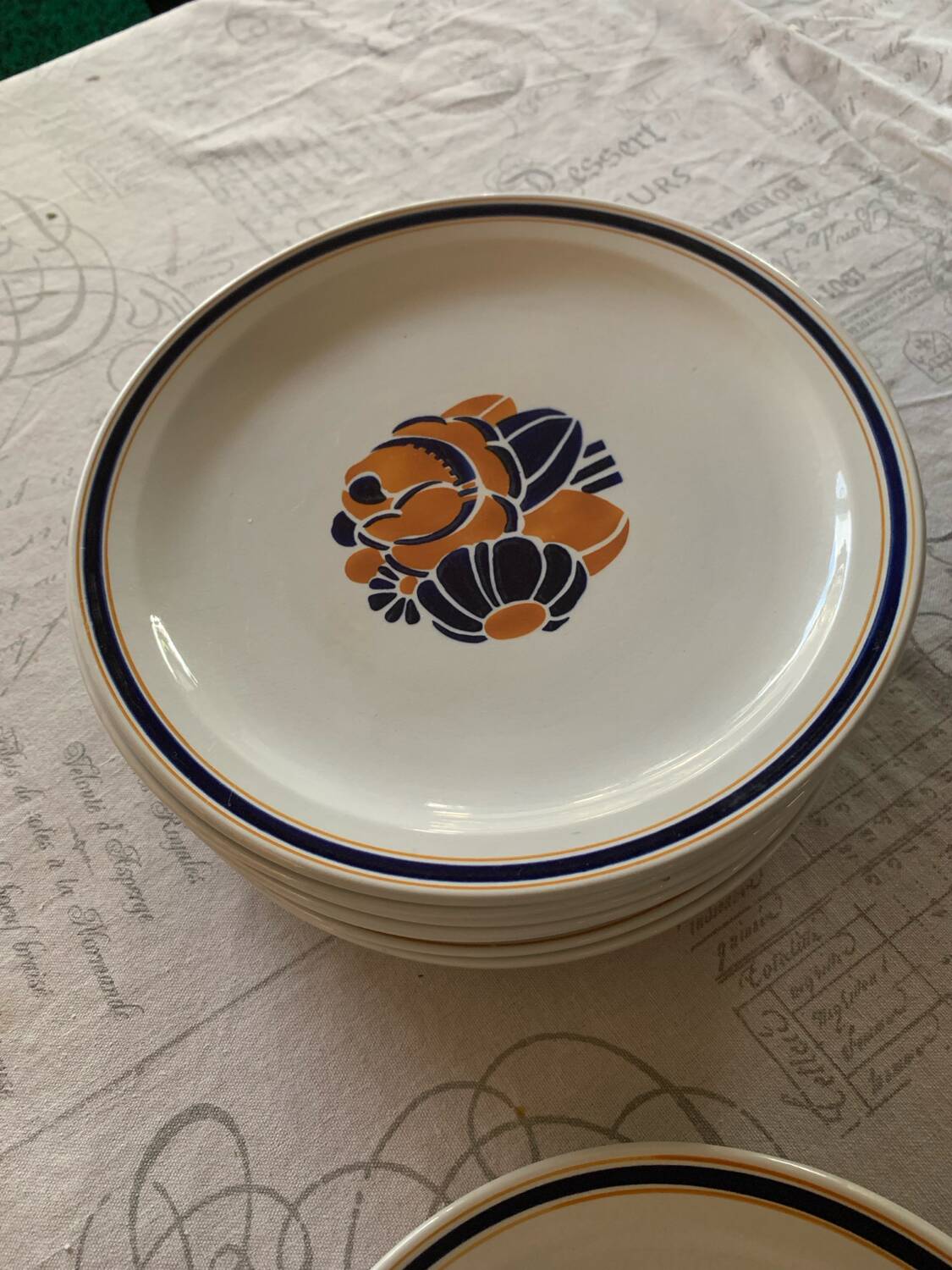 Lot of Sarreguemines Plates, Master Edition, Auteuil Decor