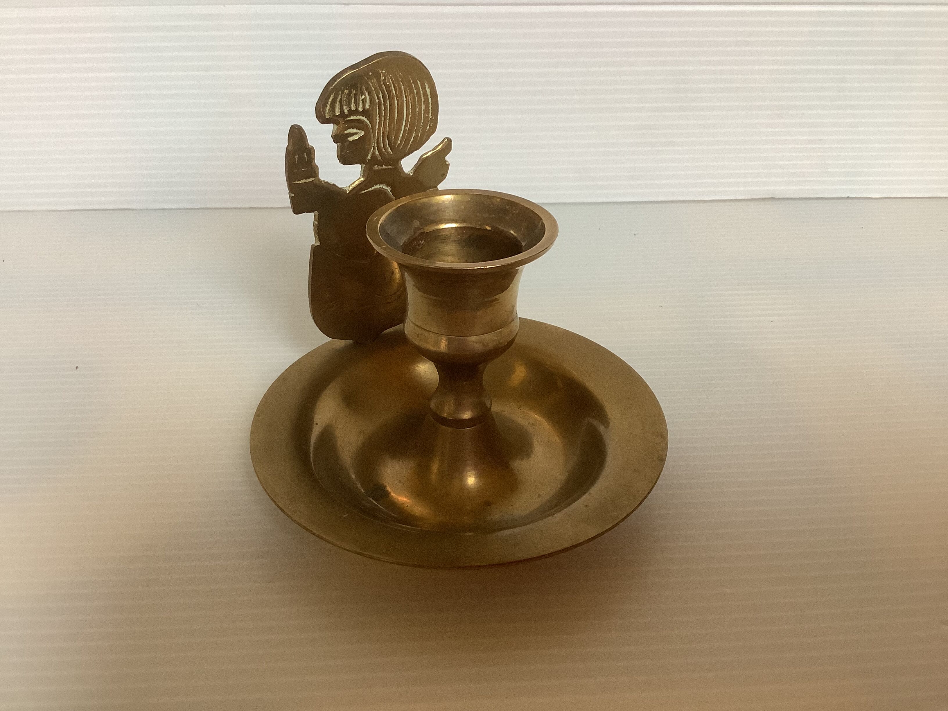 Brass angel candle holder