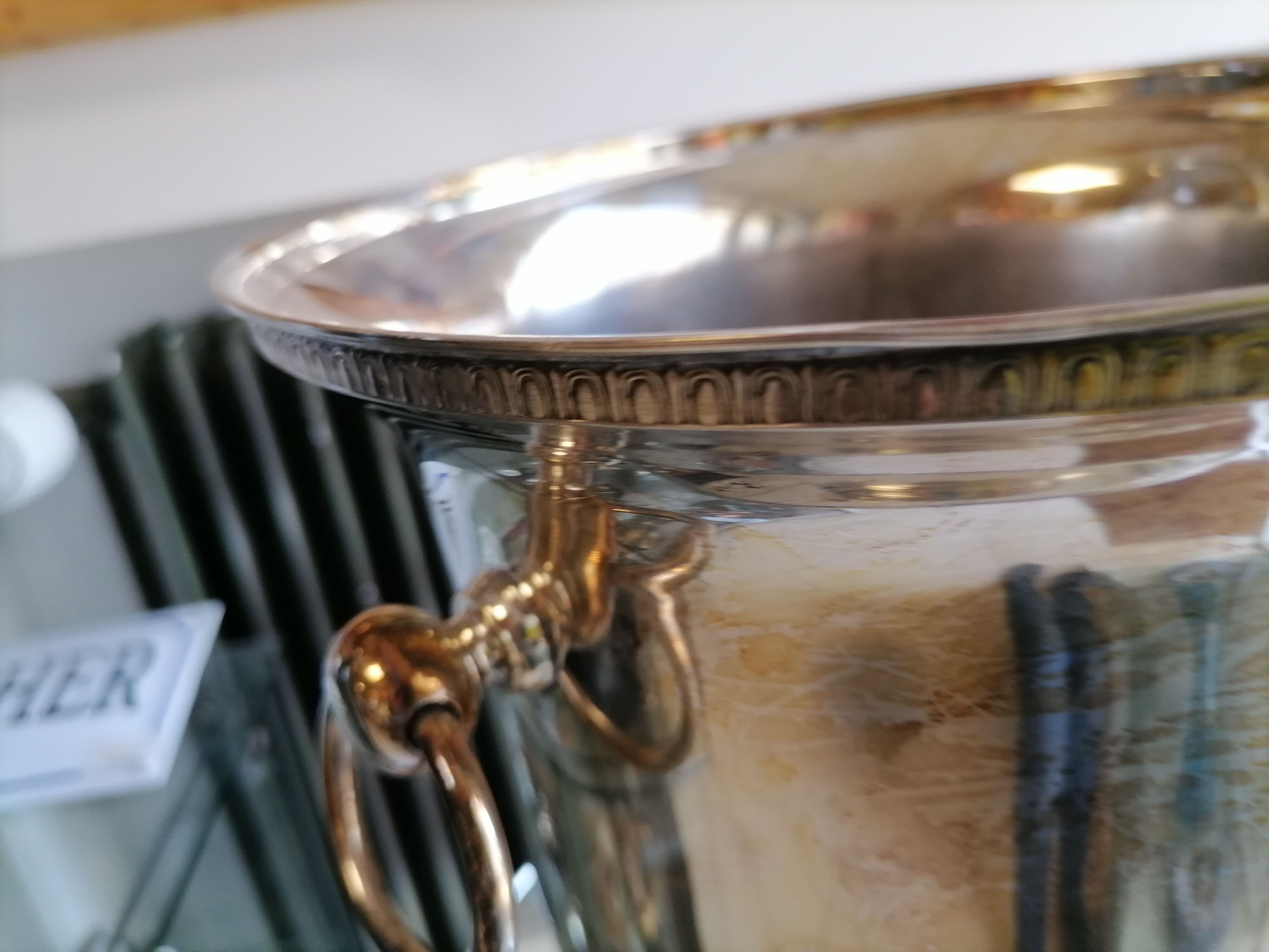 Silver metal champagne bucket