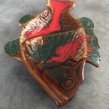 Plat à compartiments pour apéritif en céramique de vallauris  forme de poisson vintage 34 cm