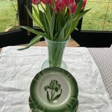 6 flat plates tulip pattern, longwy. Art deco