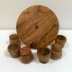 Set of 6 vintage olive wood egg cups