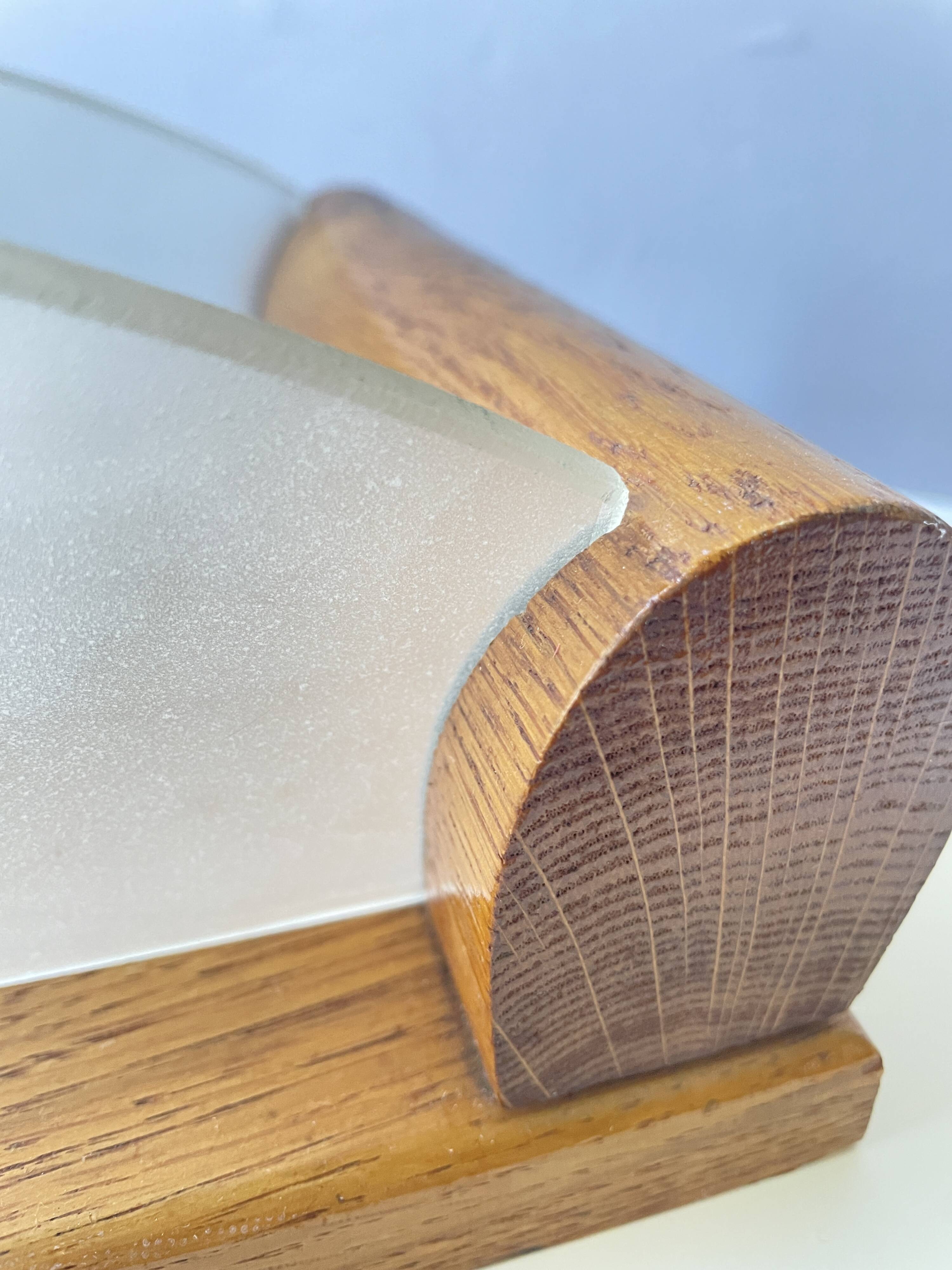 Plateau fleurs rétro 1950 bois et verre