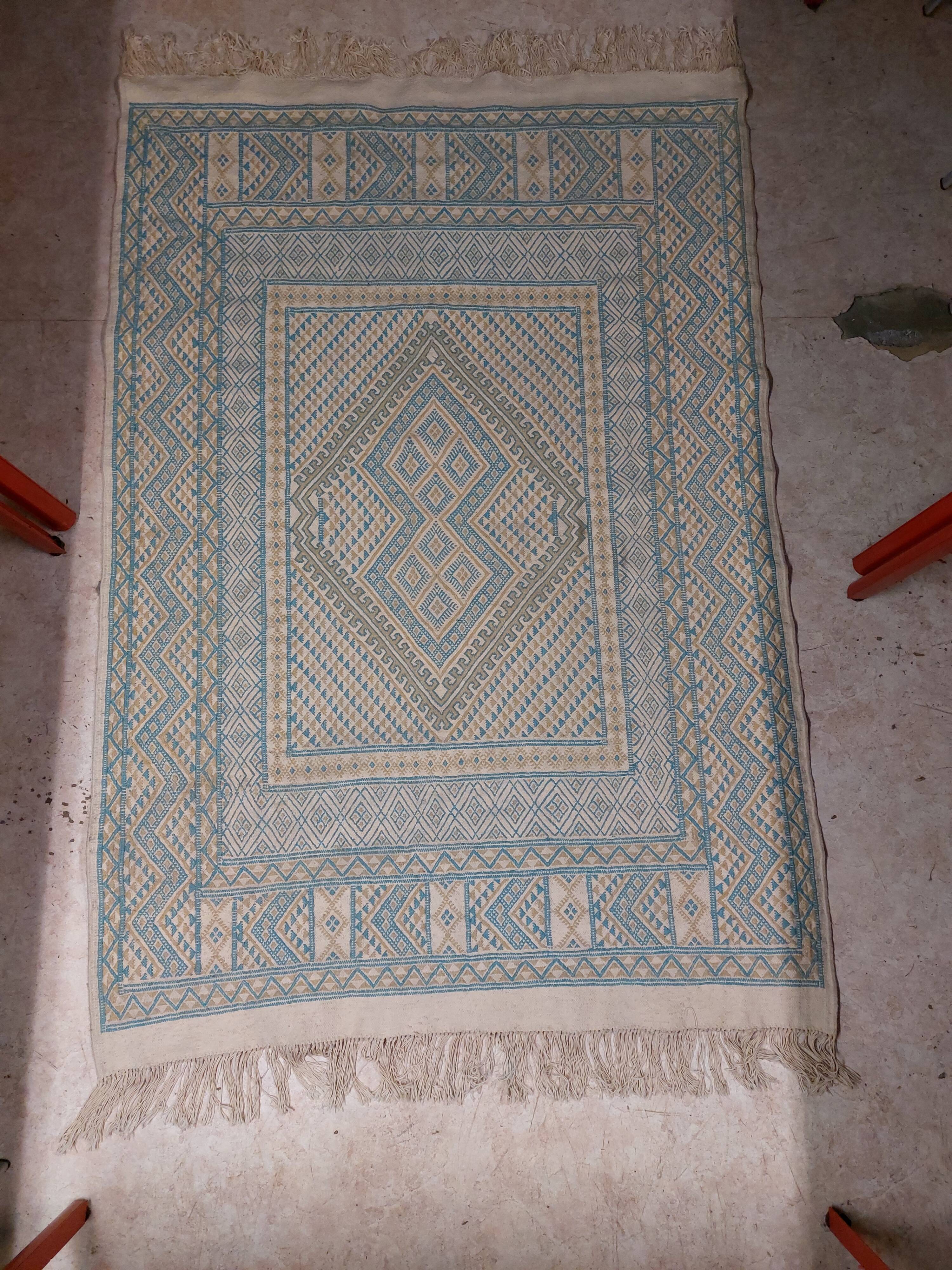 Tunisian Berber Rug - Margoum Rug - Handwoven Wool - 210x160 cm