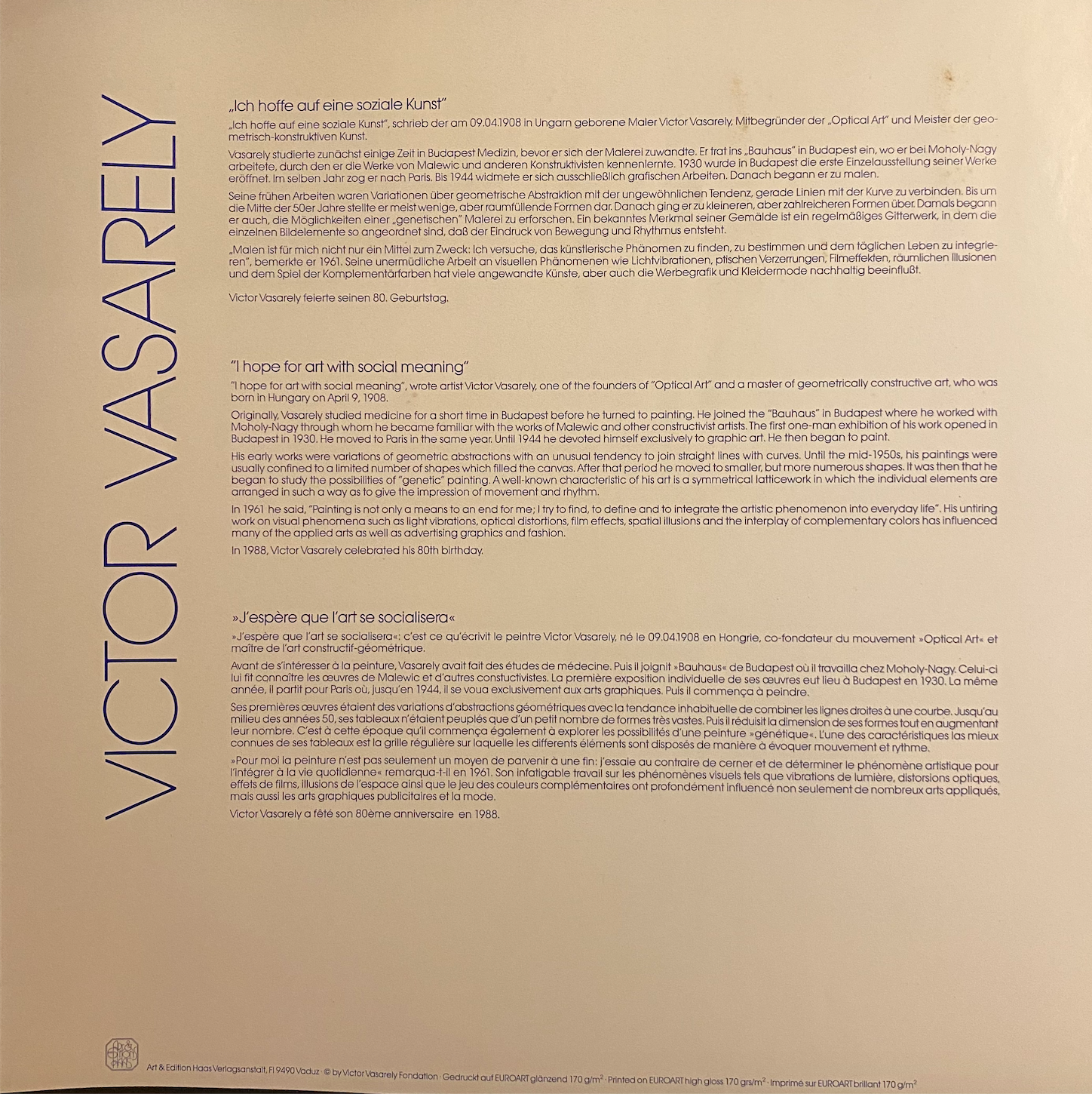 Poster victor vasarely - nutt-a, 1983