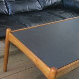 Table basse en chêne massif et ardoise, style milieu du siècle, signée Eric Merthen, Suède, années 1960