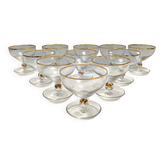 Set of Eleven Bohemian Crystal Dessert Bowls by Jozef Stanik