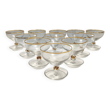 Set of Eleven Bohemian Crystal Dessert Bowls by Jozef Stanik