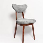 Vintage mid-century grey velvet heart-shaped chair, Europe, 1960s.