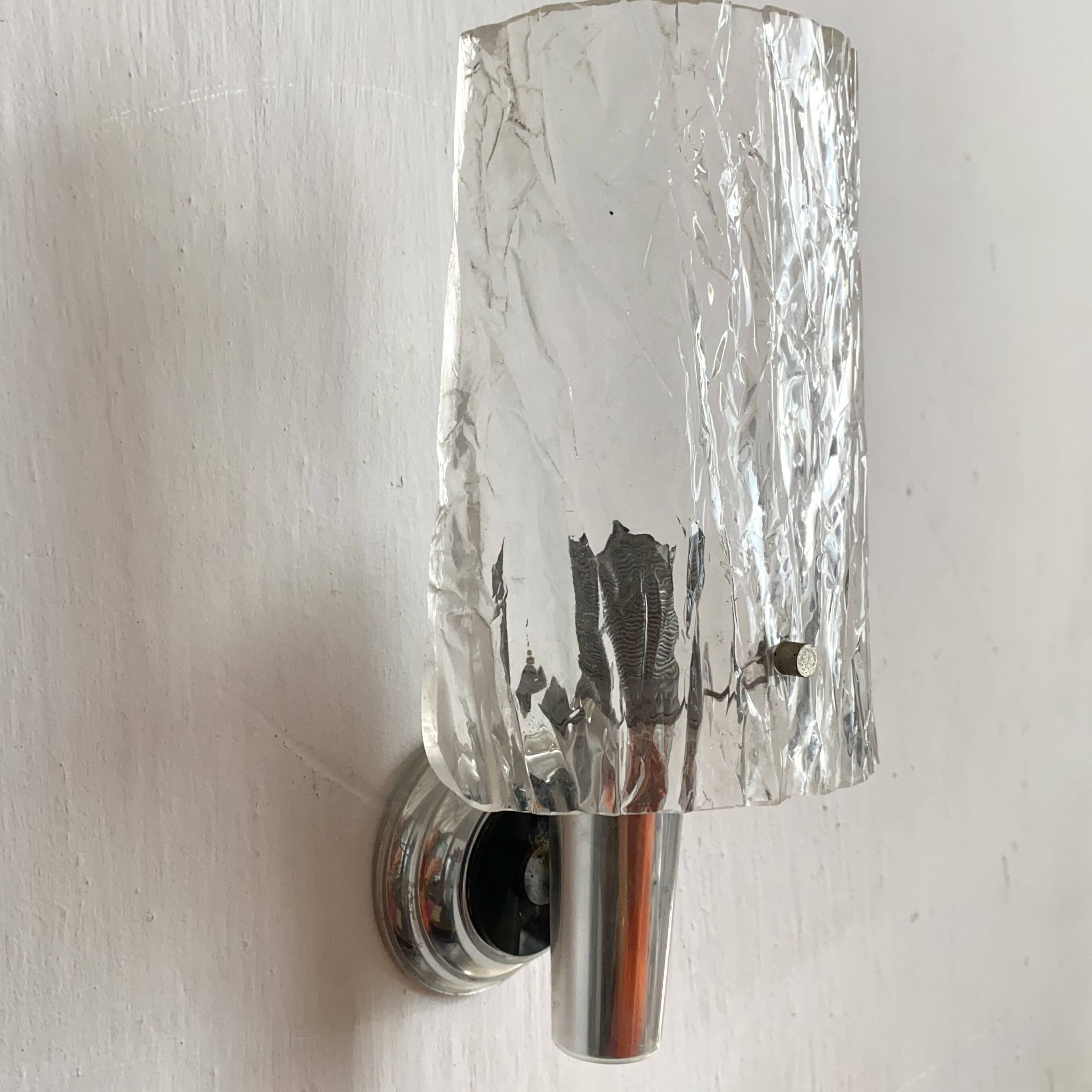 Pair of vintage cast perspex wall lights