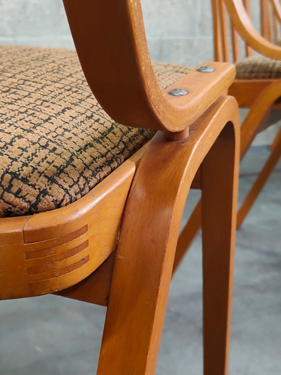 Set of 4 fabric chairs by Ton Bystrice 1960