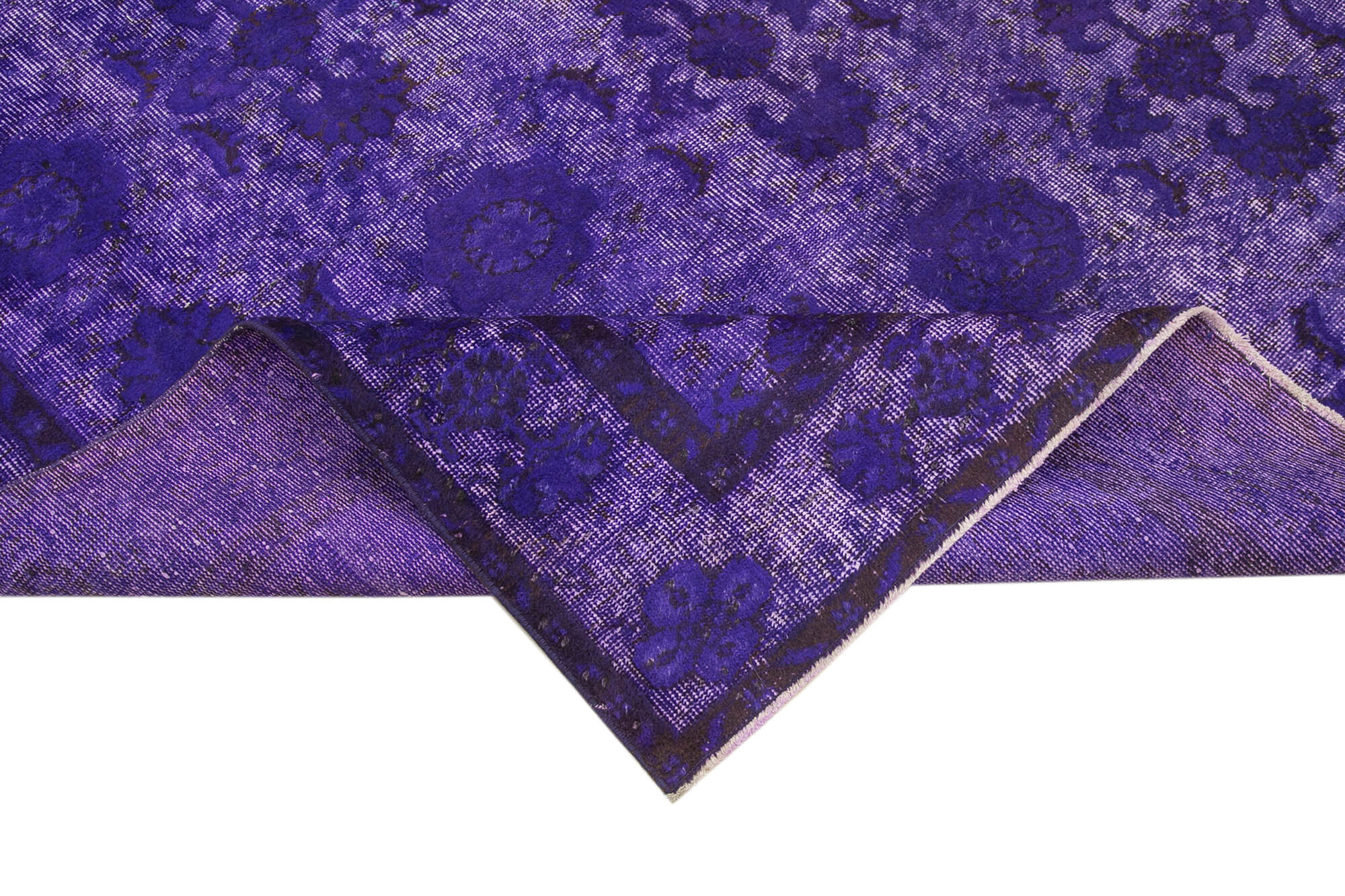 Handmade vintage turkish 1980s 185 cm x 284 cm purple rug