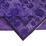 Handmade vintage turkish 1980s 185 cm x 284 cm purple rug