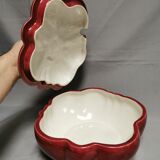Vintage soup tureen + Trompe l'oeil sauce boat, majolica tomato shape