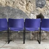 Set of 6 blue Howe 40/4 stacking chairs by David Rowland