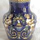 Old cream jug Gien Renaissance blue background 1938/1960