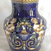 Old cream jug Gien Renaissance blue background 1938/1960