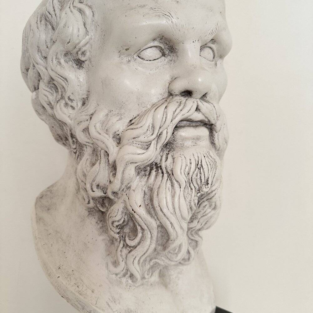 White Bust of Socrates, 1940, Plaster on a Black Marble Base