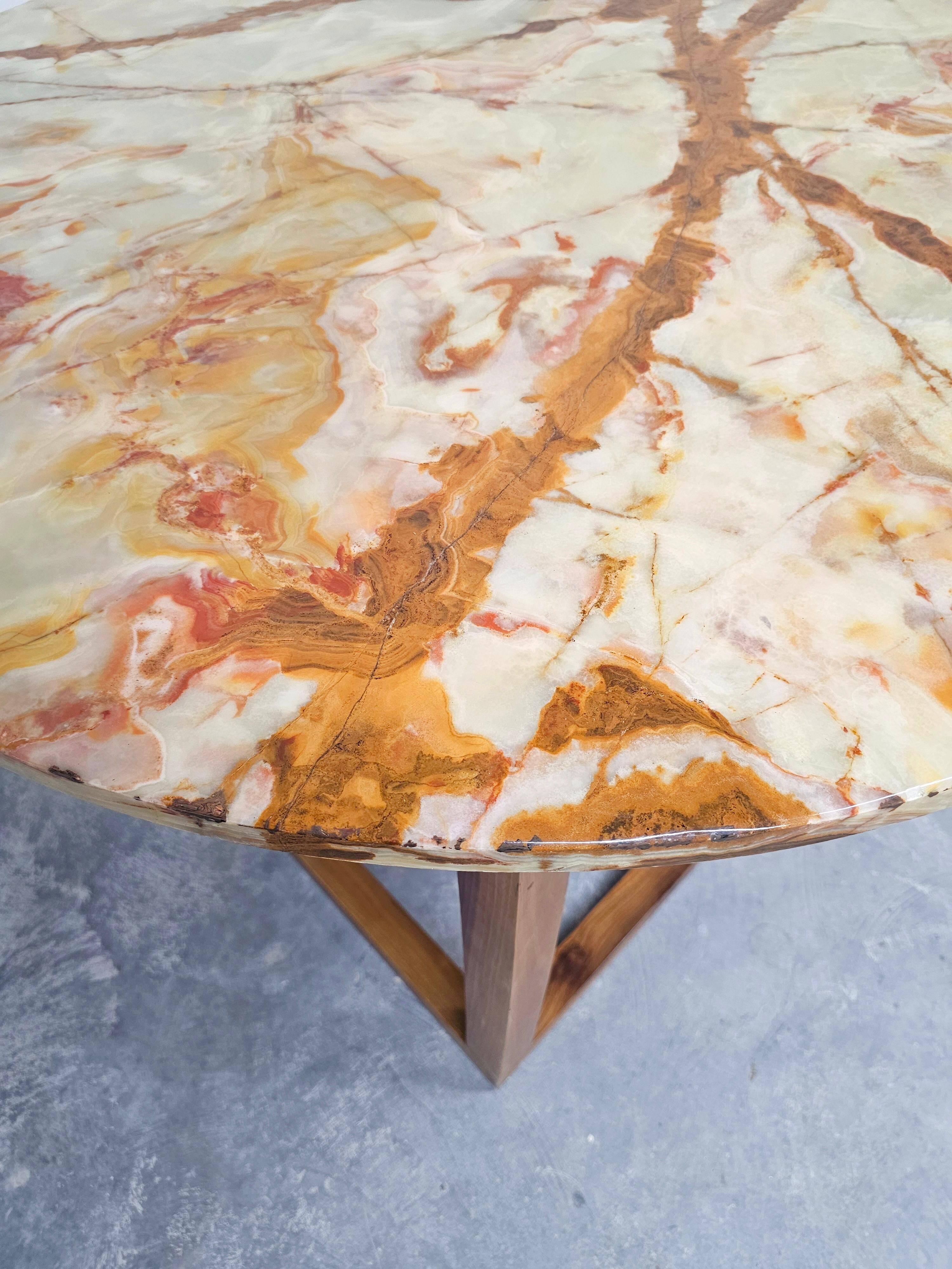 Art Deco coffee table by Josef Hoffmann for Wittmann with an onyx top.