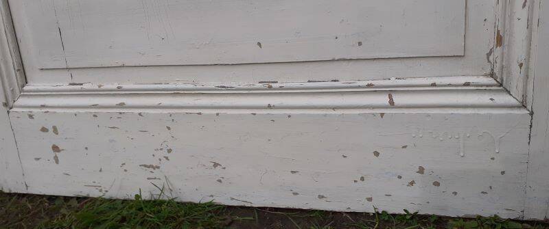 Communication door h221xl90cm old paneled, molded, interior