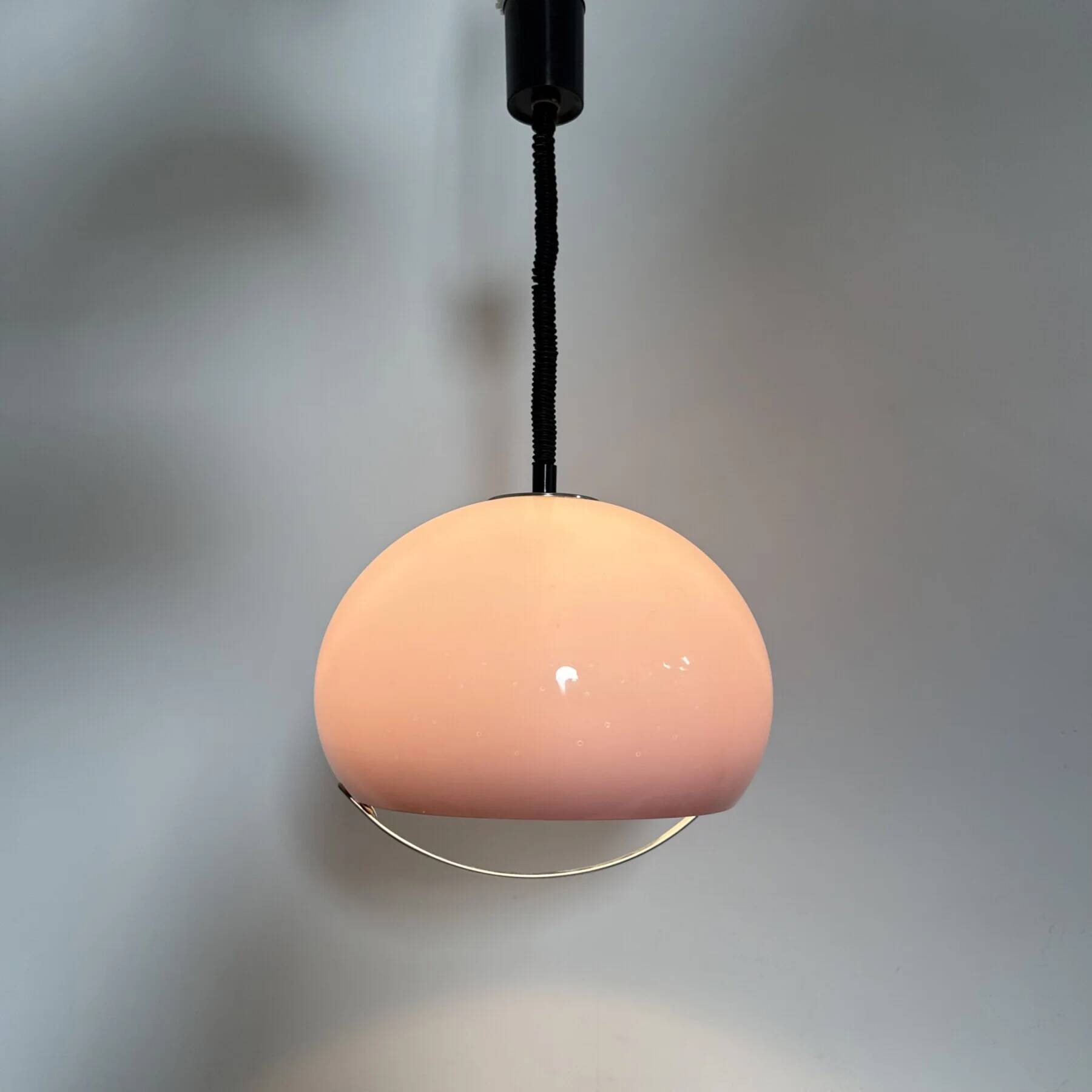Mid-century purple plastic hanging lamp Harvey Guzzini for Meblo, 1970s