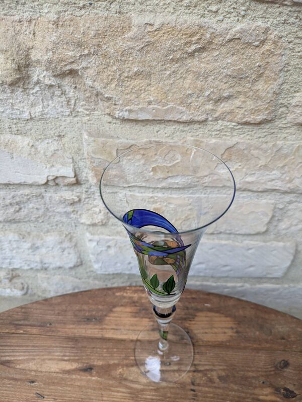 Flute à champagne Paul Nagel collection rêveries modèle Nautilus peint main