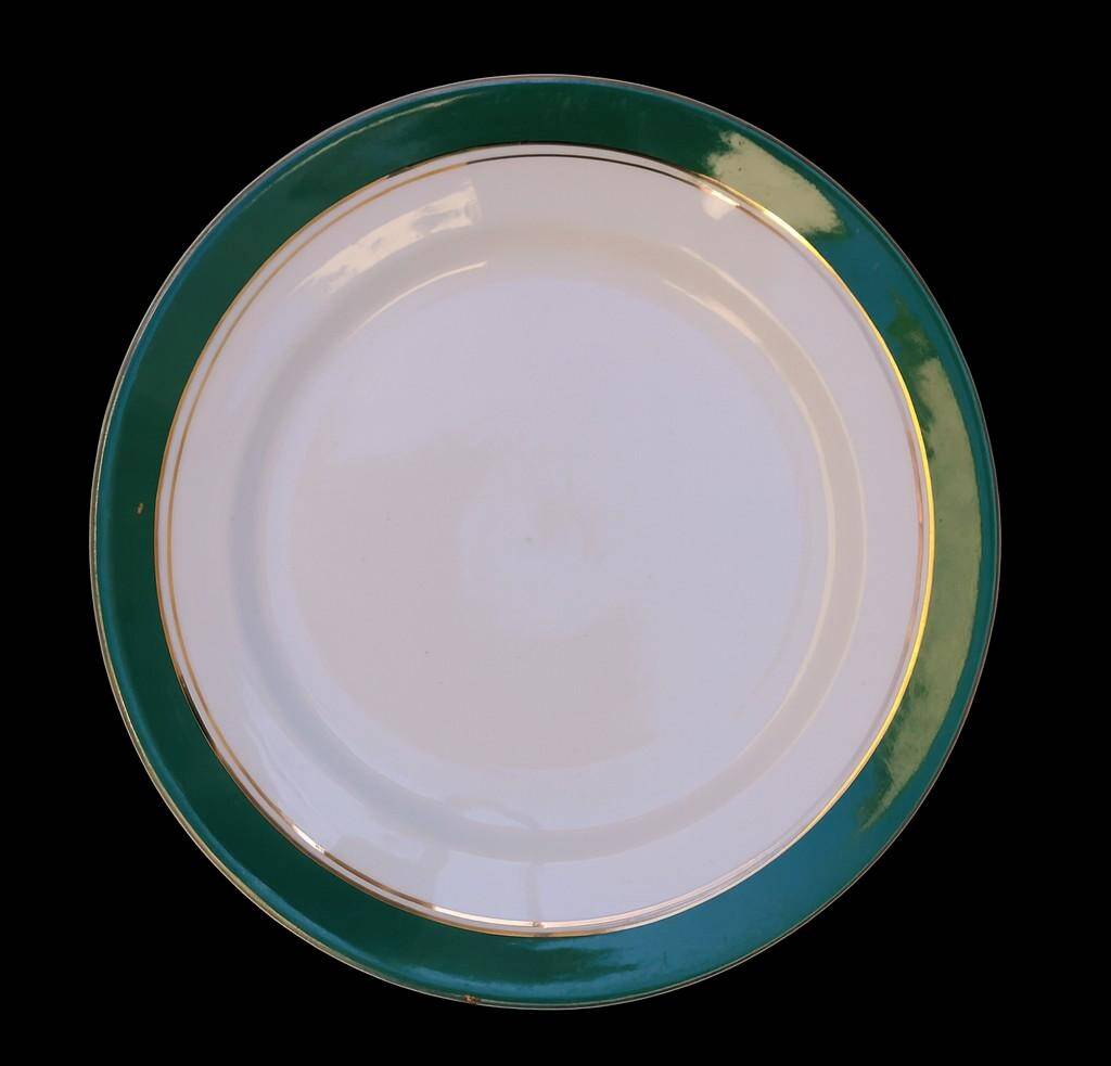Dessert plates earthenware Digoin Sarreguemines Savoie green/gold, set of 9