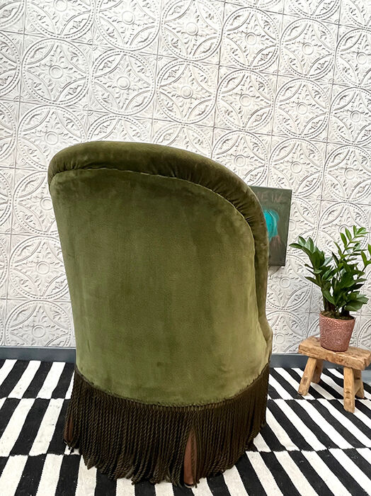 Olive green toad armchair