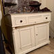 Bathroom furniture, marble top, simple vasque and vintage faucet