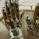 Pair of chrome ceramic hand bookends from the 70s and 80s