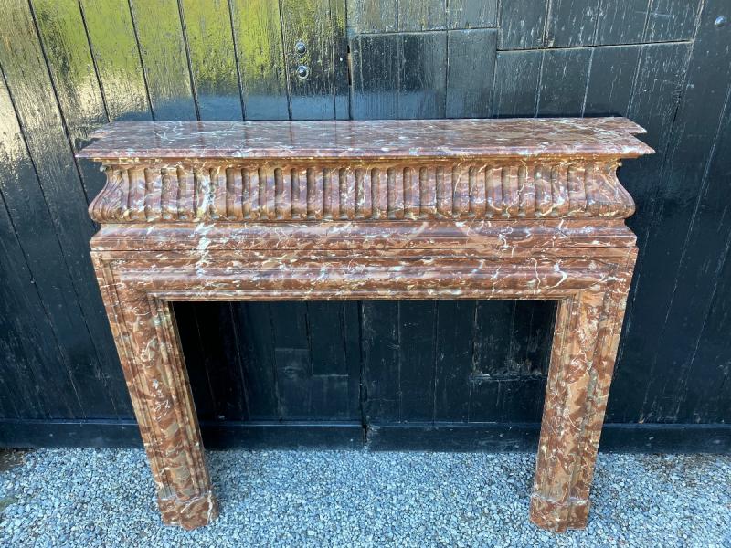 Louis XIV style fireplace in brown marble, 19th century