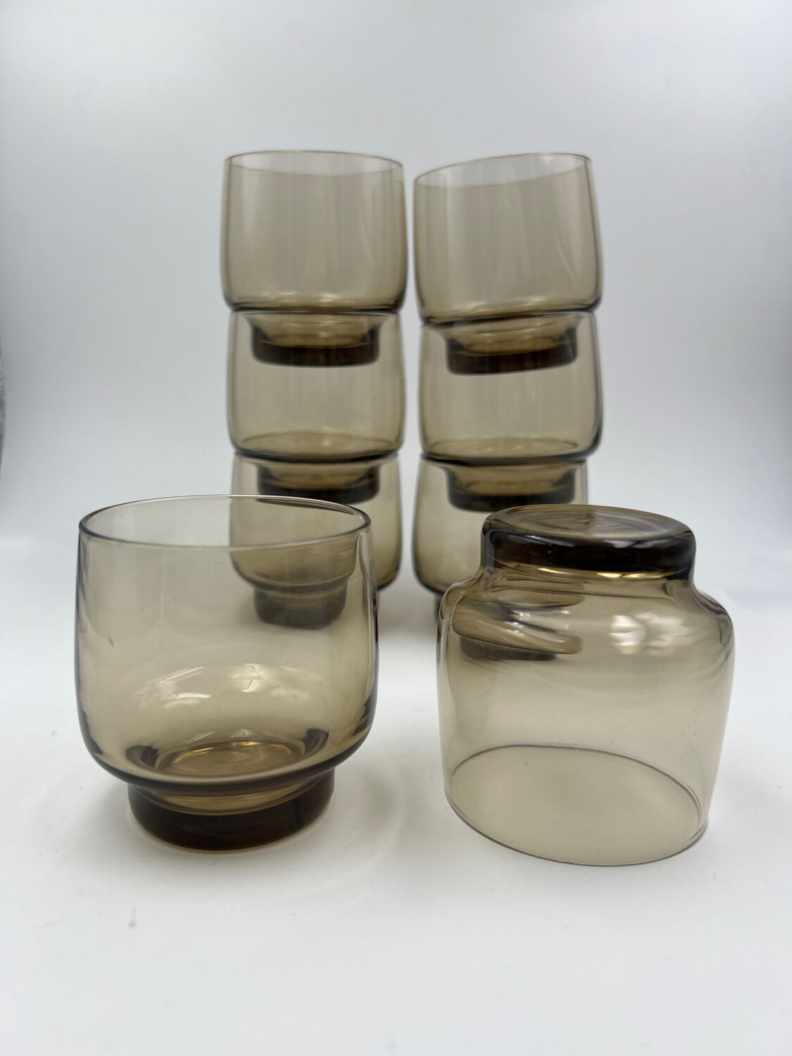 Eight smoked glass water glasses