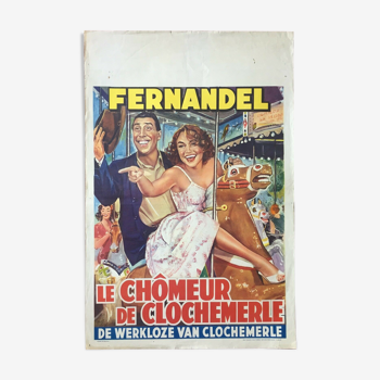 Affiche cinéma "Le chomeur de Clochemerle" 37x56cm 1957